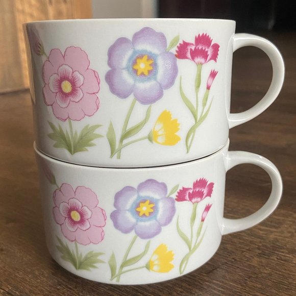 Vintage Other - SET of 2 Flower Garden Mann Oversized Tea Cups
